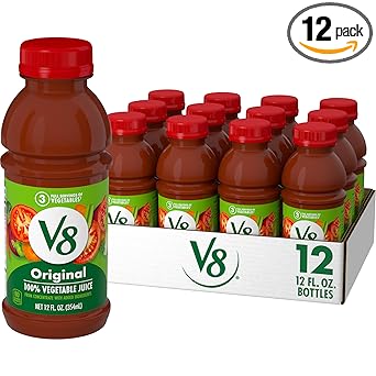 V8 Original 100% Vegetable Juice, 12 fl oz Bottle (12 Pack)