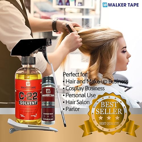 Miniatura 4 de Pegamento para peluca de agarre extremo, 1.4 onzas, 12 onzas, removedor de pegamento de encaje disolvente, paquete de cepillo y clip para el