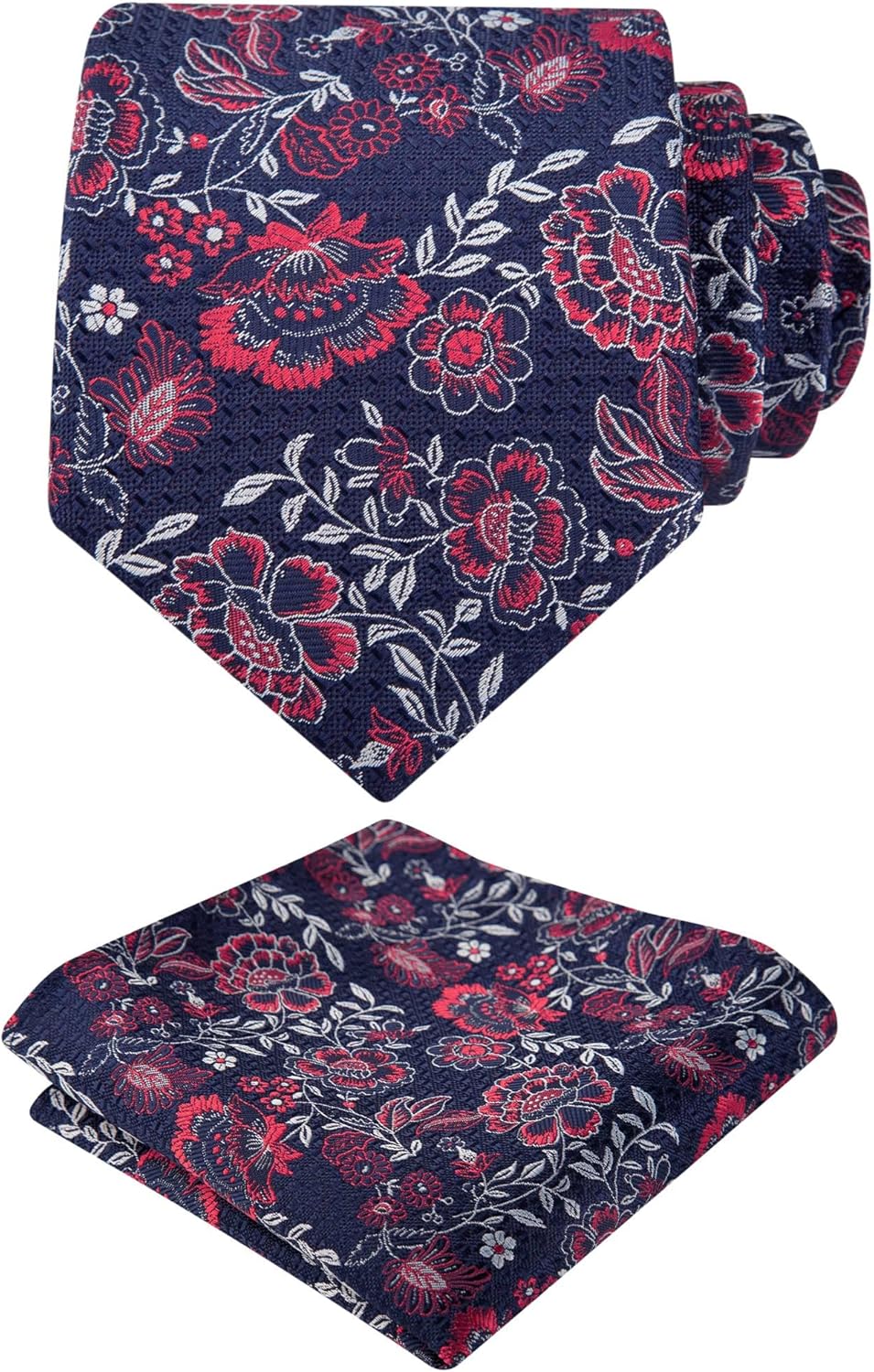 Alizeal Mens 3.15'' Leaf Flower Pattern Tie with Floral Pocket Square Set