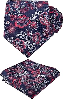 Alizeal Mens 3.15'' Leaf Flower Pattern Tie with Floral Pocket Square Set - Buy now