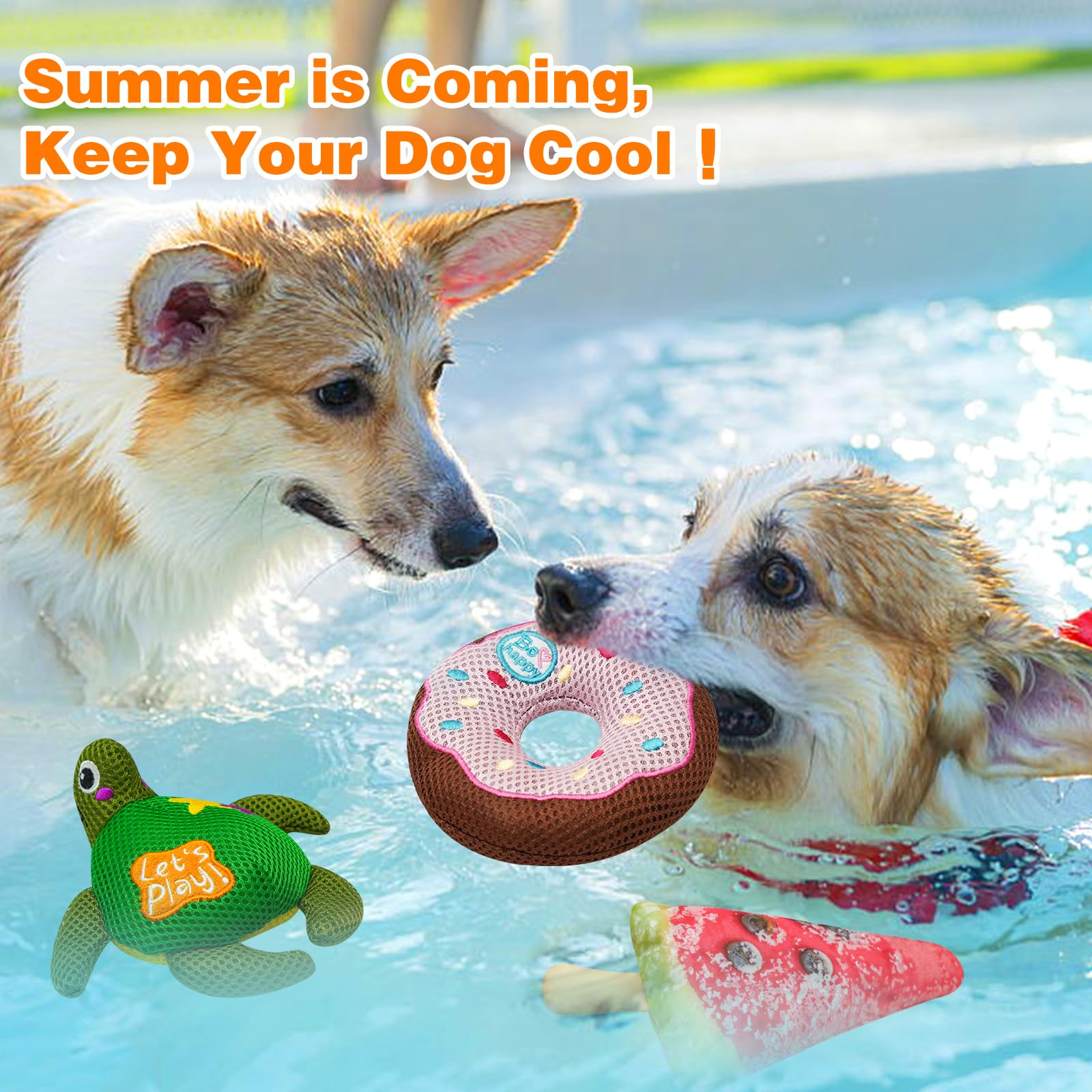 Crinkle Dog Toys, Floating Dog Toys with Mesh for Cleaning Teeth, Watermelon Dog Gifts for Small and Medium Dogs