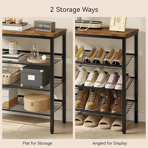 Miniatura 5 de Zapatero para armario, organizador de zapatos de 4 niveles para entrada, estante de zapatos con estantes de almacenamiento y parte superior
