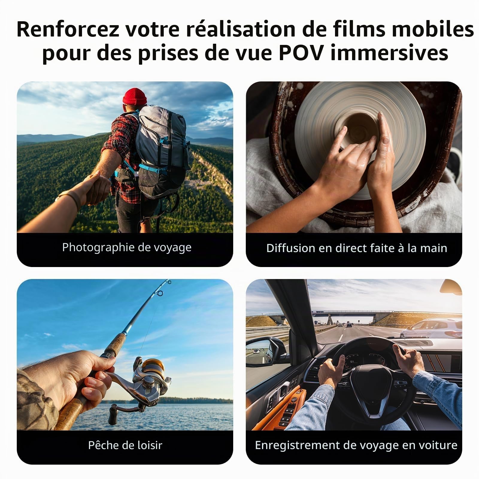 TELESIN POV/Vlog Support Magnétique pour Cou Téléphone Portable, Support de Cou Magnétique, Support de Cou pour téléphone pour la Prise de Vue Vidéo pour iPhone 15 14 13 12 Téléphones Android (Gris)
