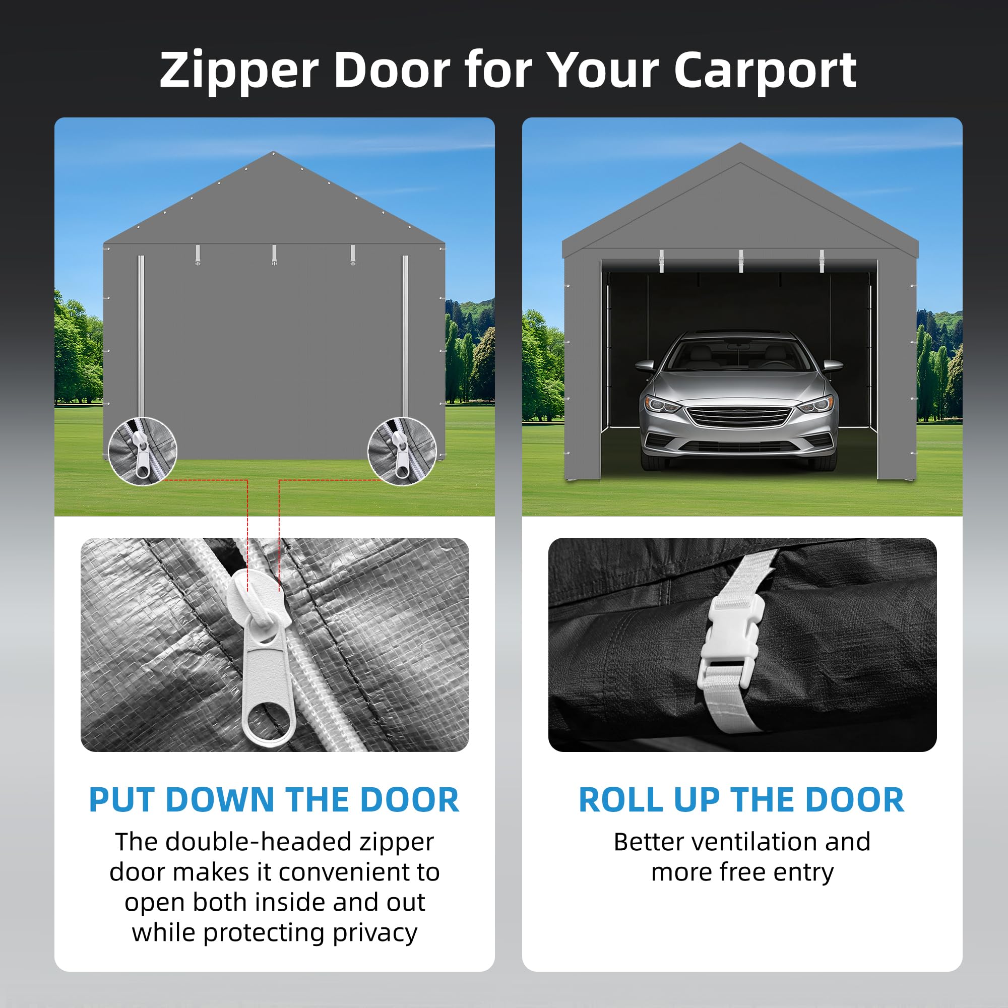 Carport Zipper Door Replacement - 10x20 FT -6
