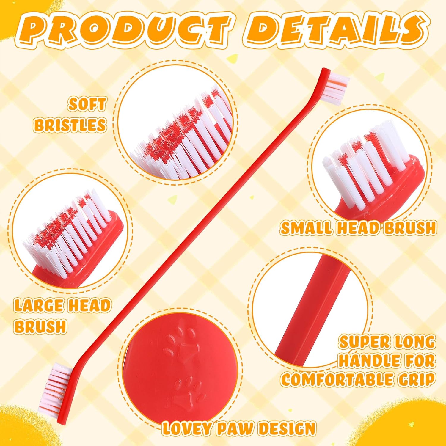 Nuenen 150 Pcs Dog Toothbrush Dual Headed Dental Brushes Puppy Tooth Brushing Kit Long Handle Toothbrush for Large and Small Dogs Cats Most Pets Teeth Cleaning Oral Care Supplies (Bright Color)