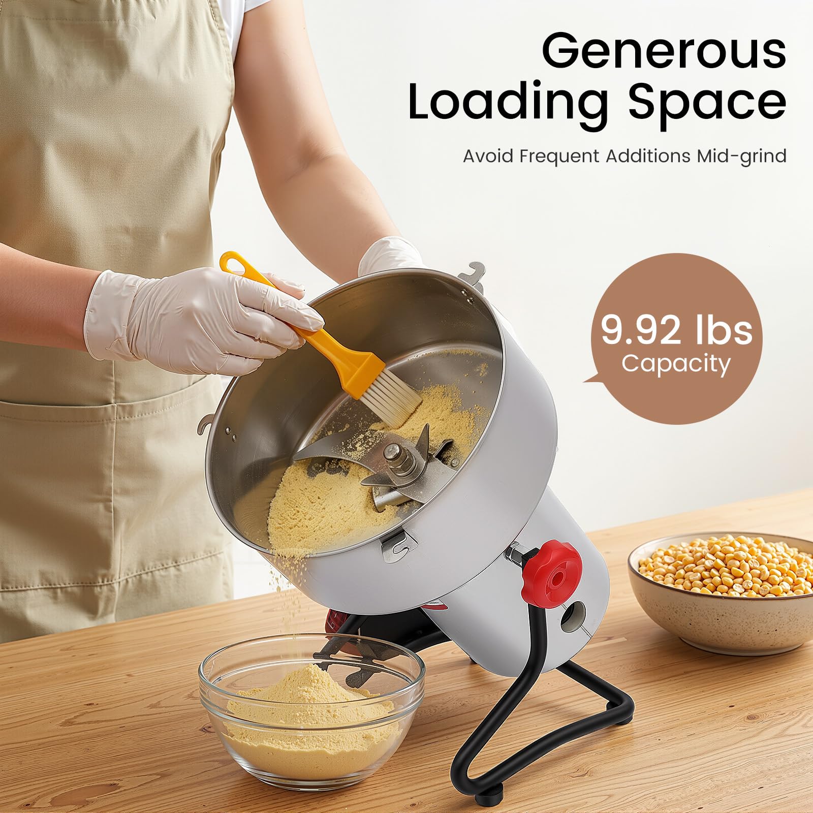 Macinino Elettrico Per Cereali, Polverizzatore In Acciaio Inox Da 4500 G Con Motore Da 5000 W, 30000 Giri/min, Macchina Per Polverizzare Spezie E Cereali Secchi, Fagioli, Mais, Arachidi Ed Erbe