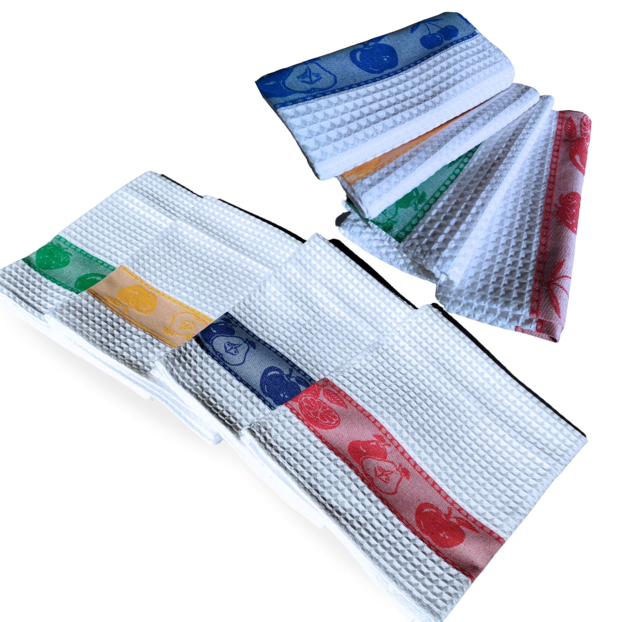 Paños De Cocina Algodón Tipo Gofre 50x70 cm (Juego de 4), Trapos De Cocina algodón Hechos en Portugal, 4 Toallas Absorbentes Y Decorativas para Hogar Y Cocina. (4, Blanco)