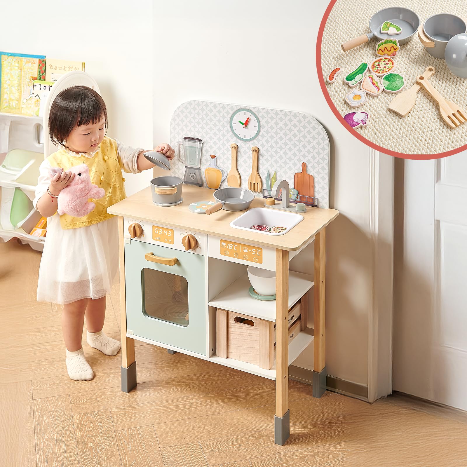 Amazon | 【はじめてのお料理台】 DIYELL おままごと キッチン 木製