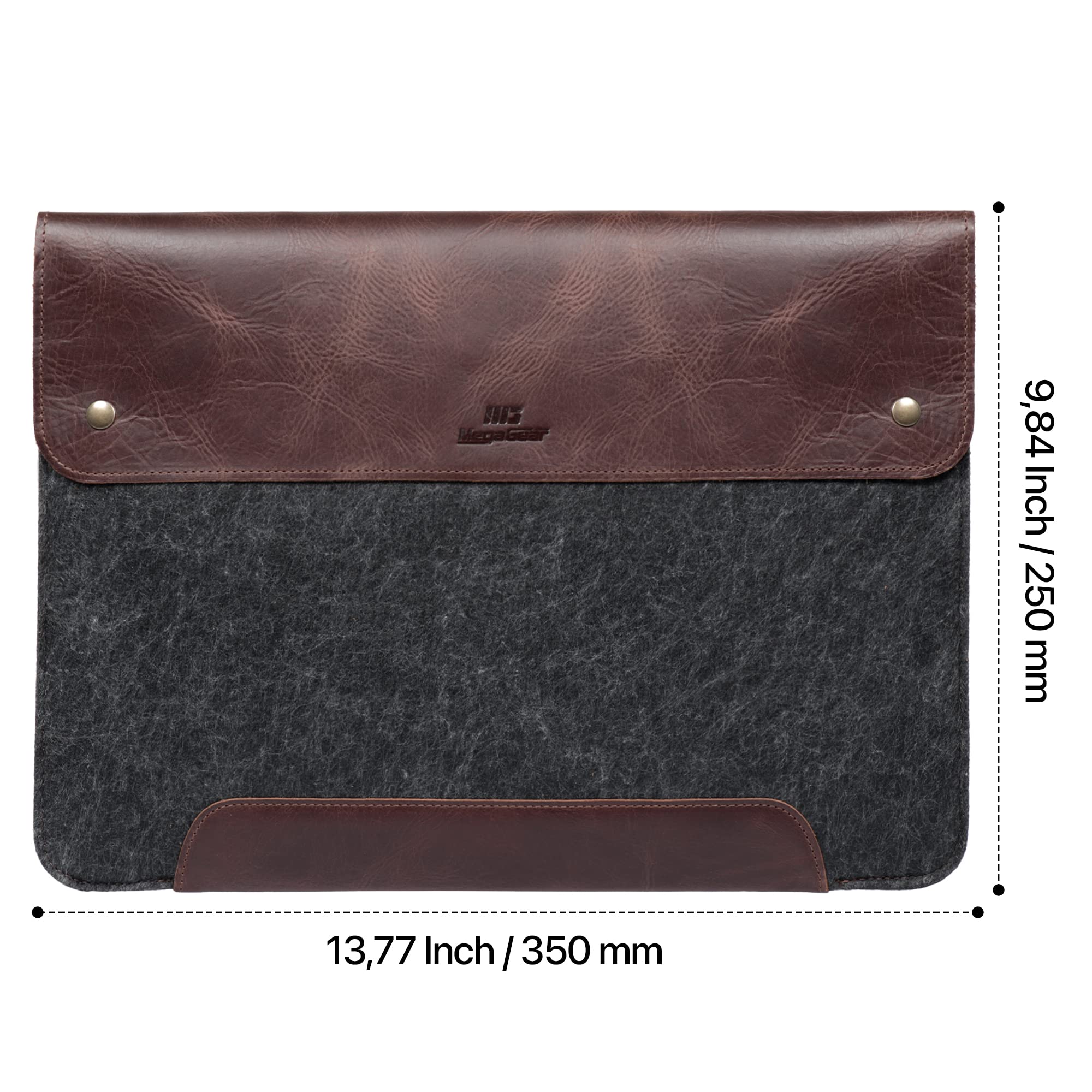 MegaGear Housse en Cuir Véritable et Polaire Compatible avec MacBook Pro 16/14 (M5, M4, M3, M2, M1) & MacBook Pro 15 & MacBook Air 13.6, 13 (M5, M3, M2, M1) 2020-2026