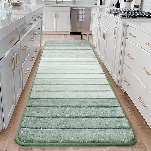 Miniatura 3 de Kmson Tapete de baño degradado, antideslizante, ultra suave y absorbente de agua, lavable a máquina, de secado rápido, tapete para puerta de