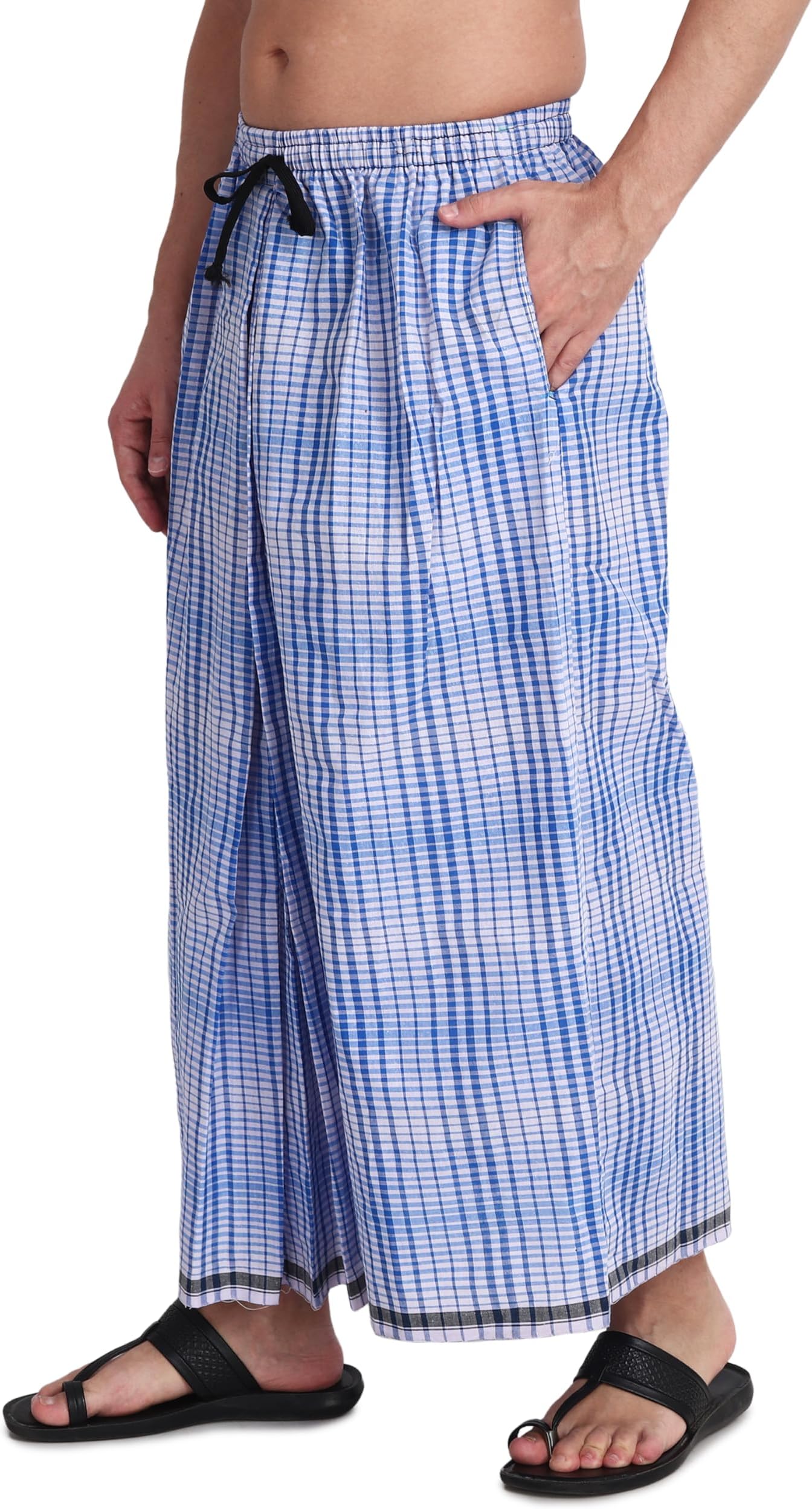Elastic Premium Cotton Lungi With Dual Packet Pack Of 1