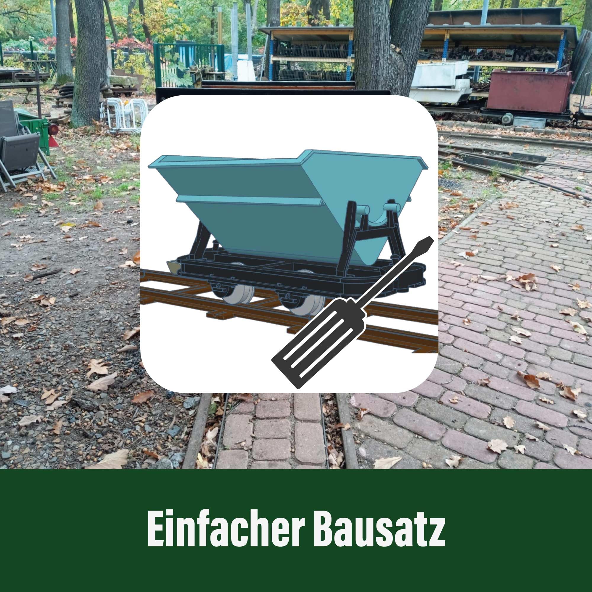 Kipplore mit Bremserbühne mintgrün - Grubenhunt Feldbahnwagen - Selbstbauwagen/Bausatzwagen - Gartenbahn Spur G