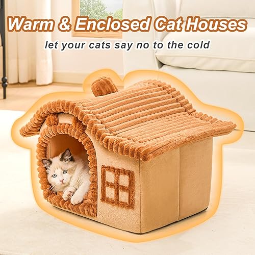 Miniatura 2 de Jiupety Casa de gato para gato, chimenea para gatos de interior, suficiente espacio interior, casa de gatito para gatos de 3 a 7 libras, casa de