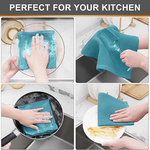 Miniatura 701 de Kitinjoy - Paños de cocina 100% algodón, paquete de 6 paños de cocina ultra suaves y absorbentes para secar platos, toallas de cocina de secado