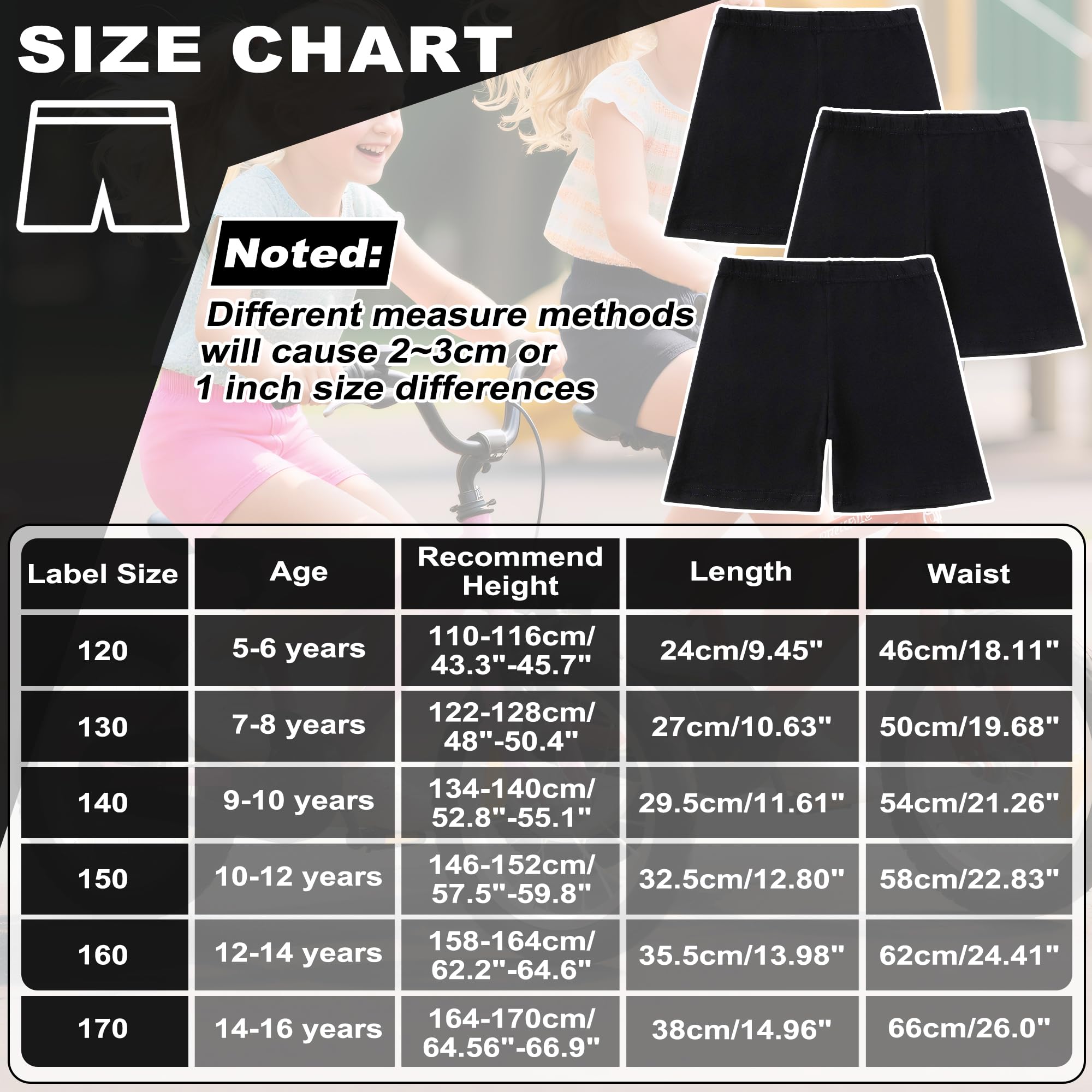 JinBei Pantalones Cortos para Niña Verano Mallas De Ciclismo Culotte Leggings Niños Cintura Elástica Transpirables Algodón Shorts Deportivos Ropa Pack de 3 Pantalon, 5-16 Años