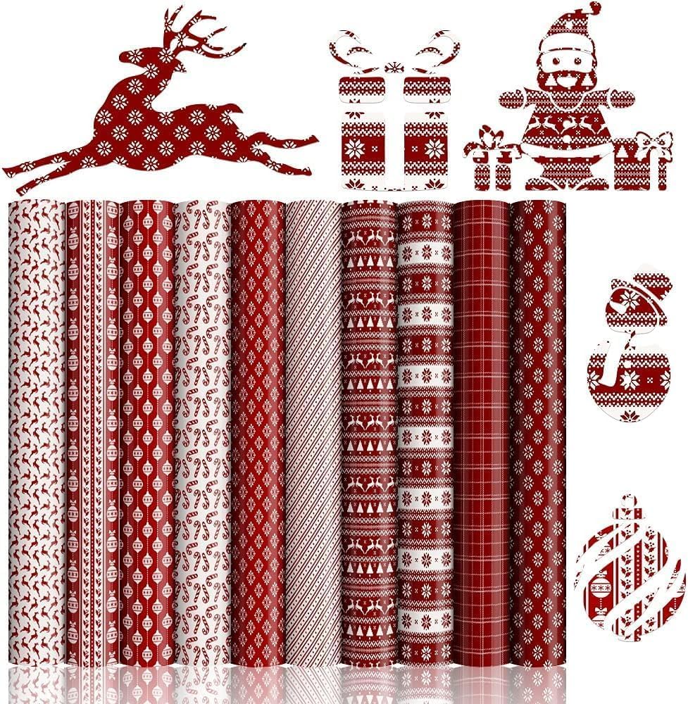 SPHOSWHP Infusible Ink Film for Sublimation Cups Blanks T-Shirts Mugs Cups, Christmas Sublimation Paper for Cricut Heat Press Mug, 10 Pieces/Set, 25.5 x 30.5 cm