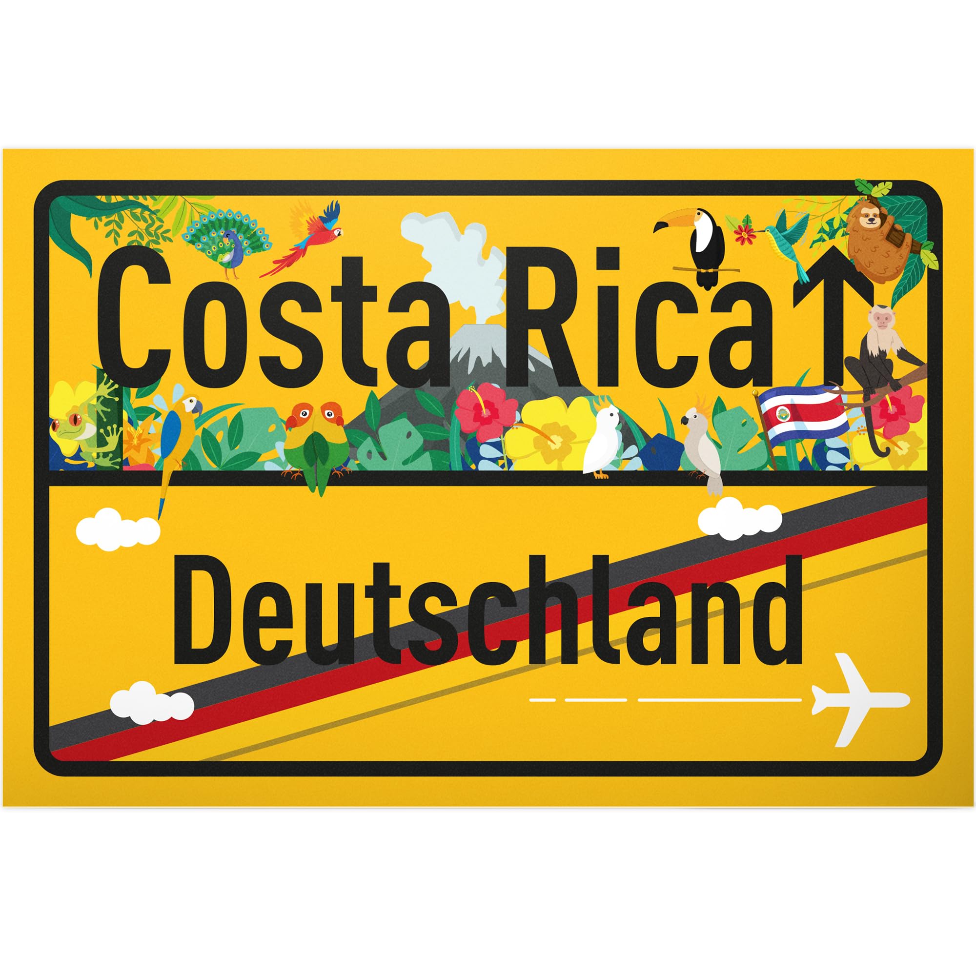 Ungarn Deutschland Ortsschild 30x20cm - Lustiges Reisegeschenk & Deko