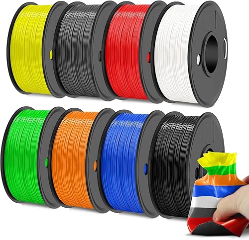 SUNLU Filamento de impresora 3D, paquete de filamento de TPU flexible, filamento de TPU de 0.069 pulgadas, multicolor, filamentos suaves de alta