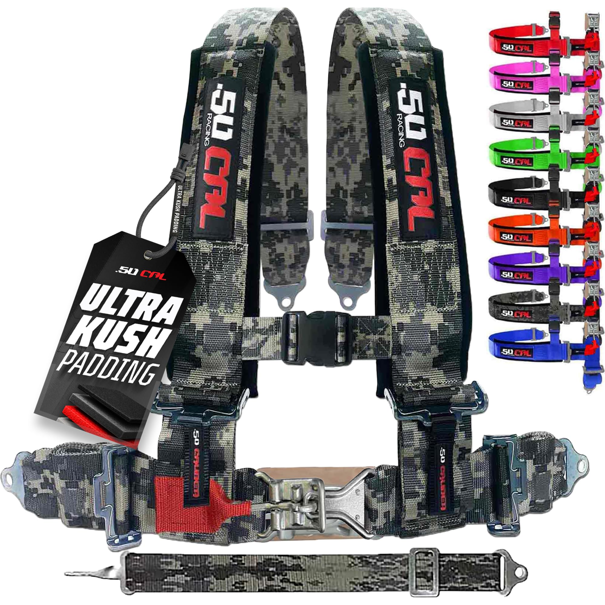 1pc 50 Cal Camo 5 Point Harness 3" Straps, Racing Harness Seat Belt