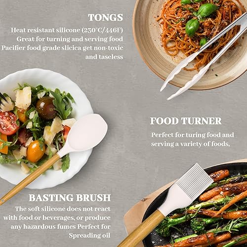 Miniatura 5 de Juego de utensilios de cocina de silicona para cocina, cucharas, espátulas, espátulas, accesorios, utensilios de cocina resistentes al calor para