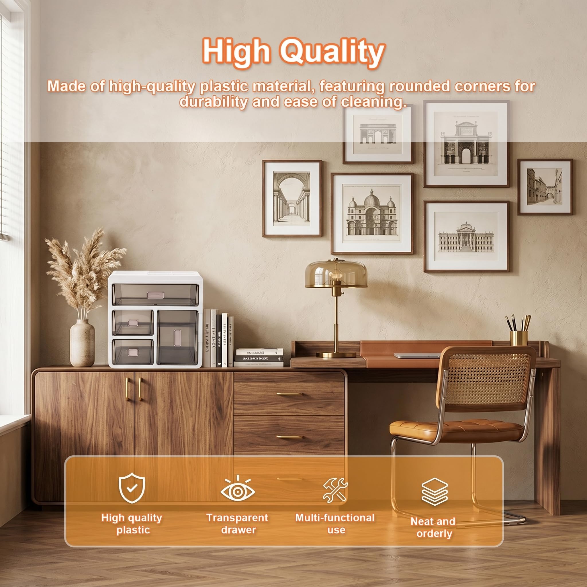 Scatola Organizer per Medicinali 4 Livelli, Porta Medicine da Casa con Cassetti Trasparenti, Contenitore per Farmaci, Vitamine e Cosmetici, Pronto all'Uso per Casa e Ufficio
