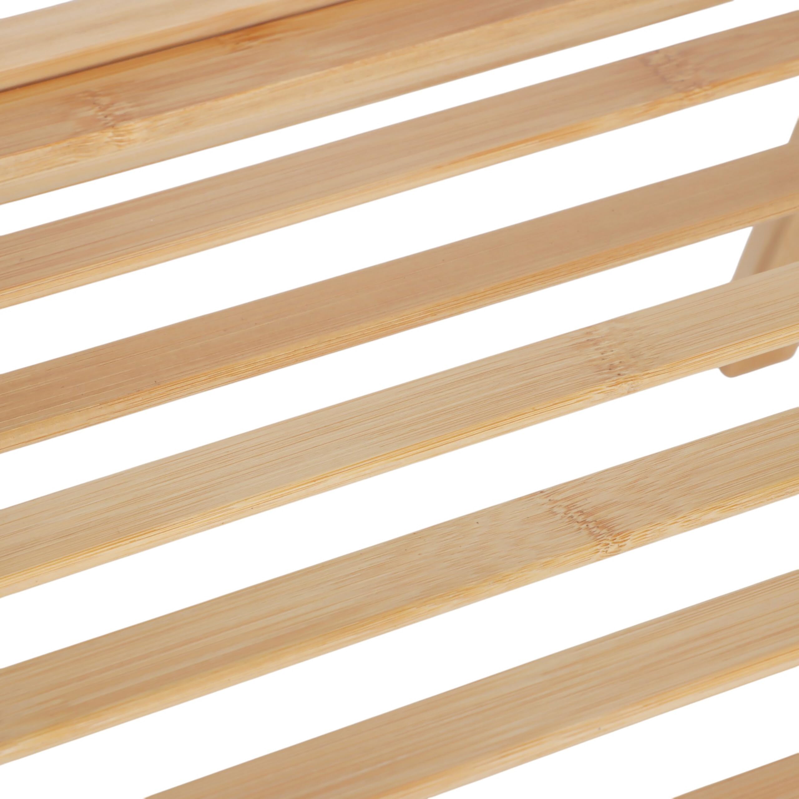Relaxdays Toallero de bambú, Plegable, con Estante, 3 Barras, 112 x 55 x 44,5 cm, Soporte para Toallas, Color Natural