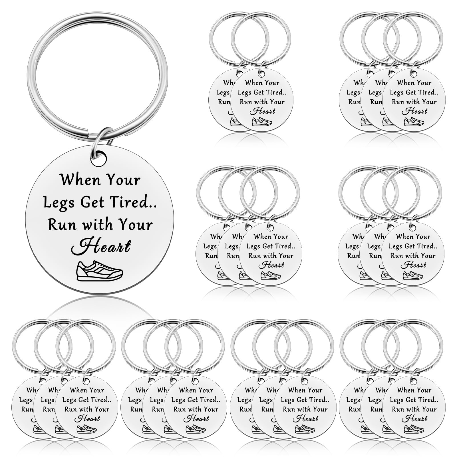 24 Pcs Running Gift Keychain Runner Gifts Marathon Gift Keychain Marathon Runner Gift Half Marathon Runners Gifts Inspirational Keychain Runner