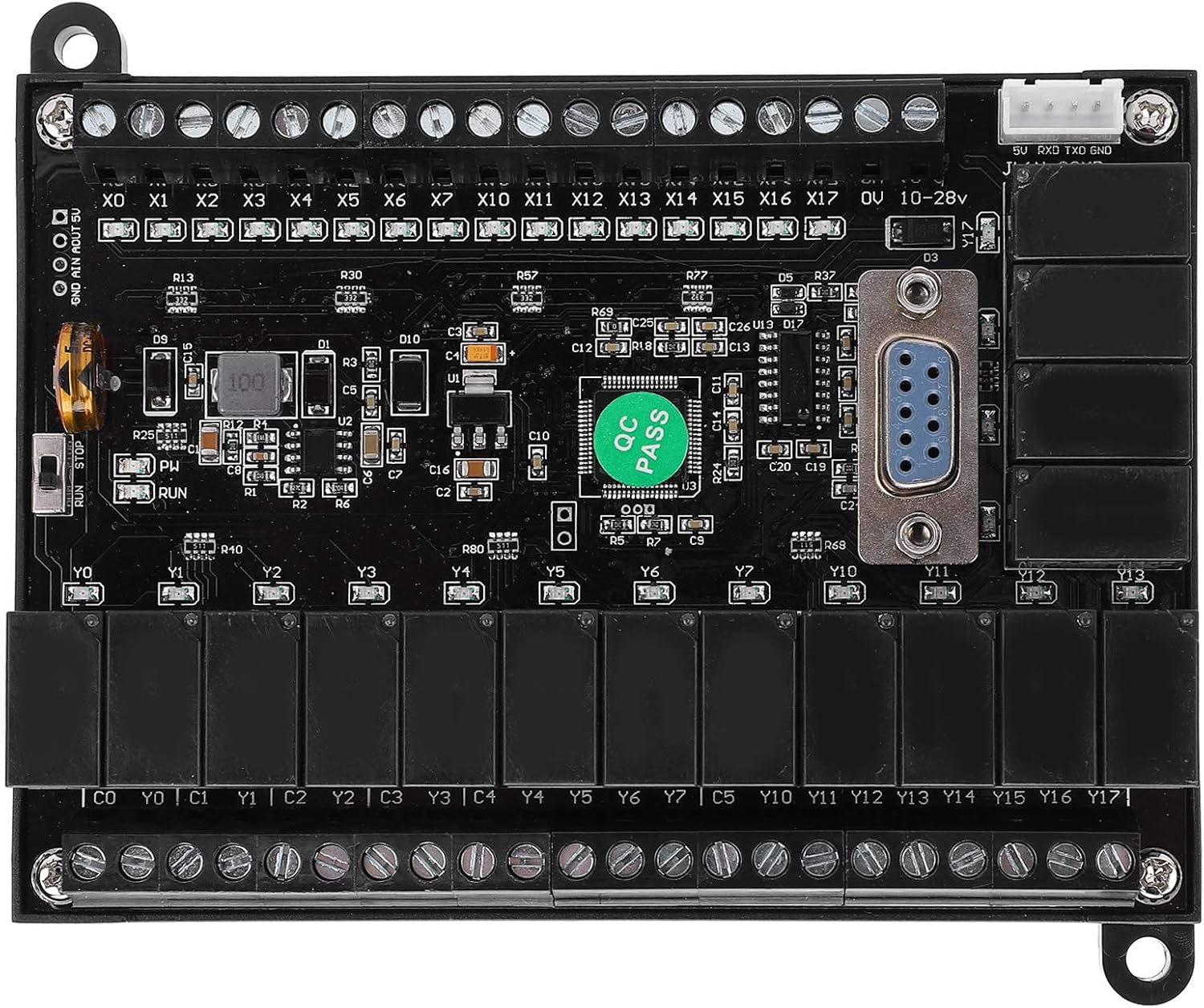 Walfront PLC Control Board Programmable Controller Relay Delay Module Industrial Automation DC 10-28V Analog Input Output 122x87x28mm