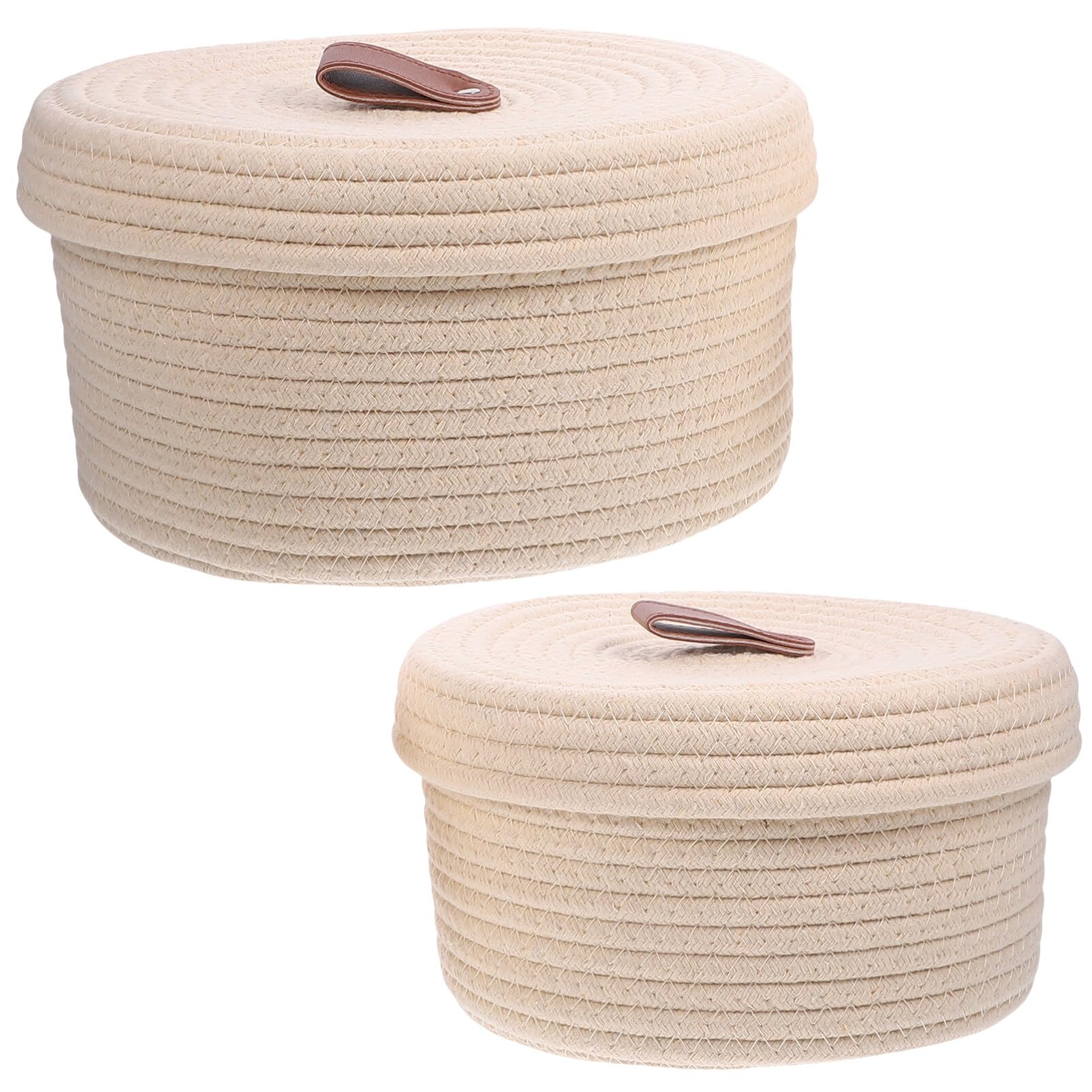 2piezas Cesta De Almacenamiento De Algodón Trenzado Con Tapa De Canastas Para Organizar Objetos y Snacks El Dormitorio Diseño Práctico y Versátil