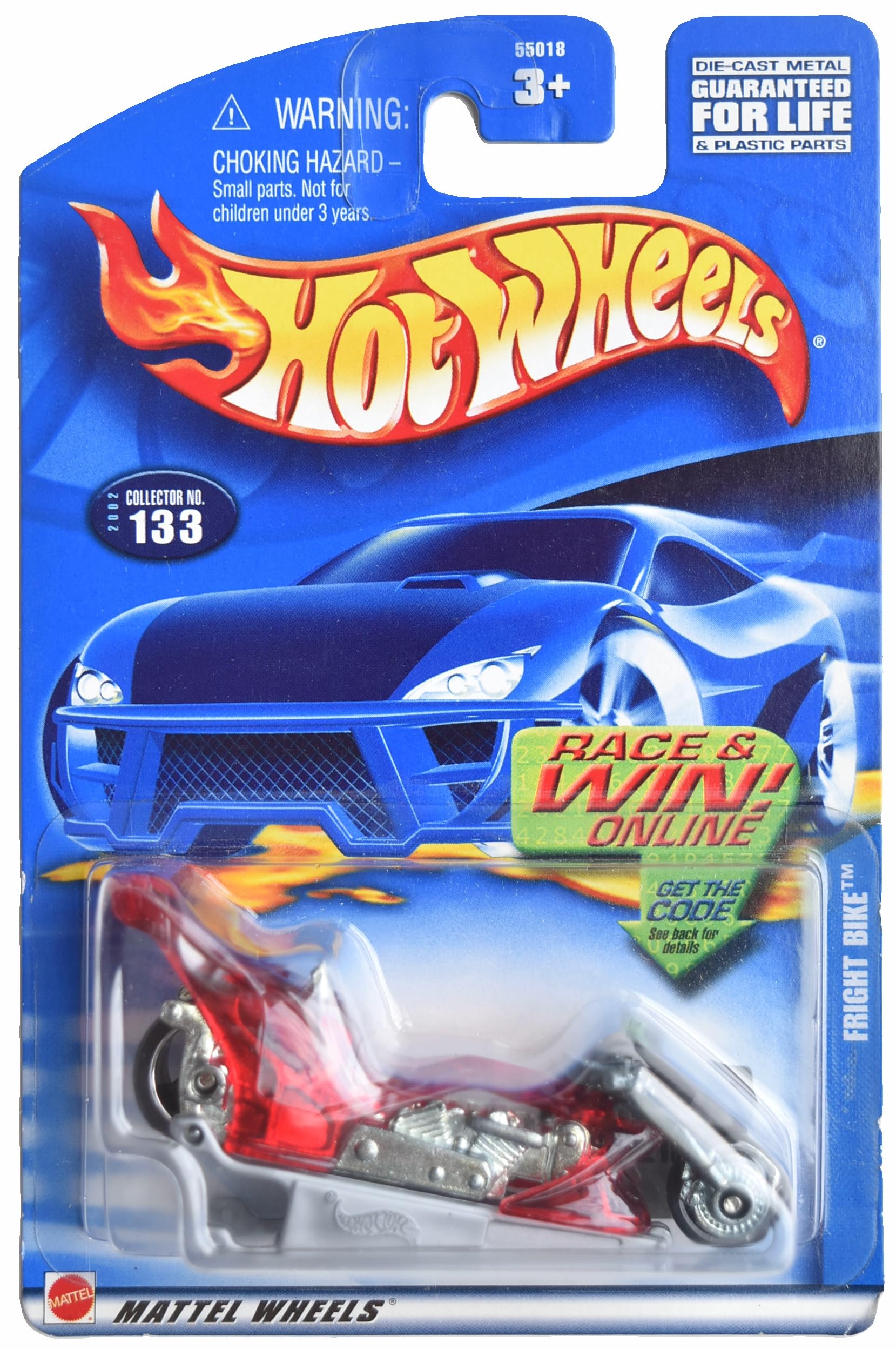 Hot Wheels Fright Bike, red #133 die-cast car, side view
