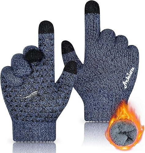 Miniatura 20 de Achiou Guantes de invierno para hombres y mujeres, guantes para pantalla táctil, gel de silicona antideslizante grueso mejorado, forro térmico