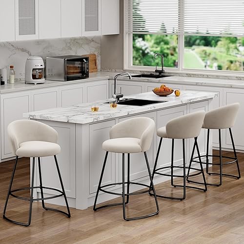 Miniatura 7 de Juego de 2 taburetes de bar de piel sintética tapizados de 24 pulgadas, taburetes de bar modernos con respaldo, taburete de mostrador, sillas de bar