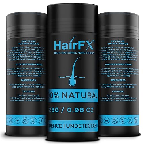 HairFX Fibras capilares para el cabello fino (marrón oscuro), indetectables y naturales, botella gigante de 0.11 onzas, engrosador de cabello +