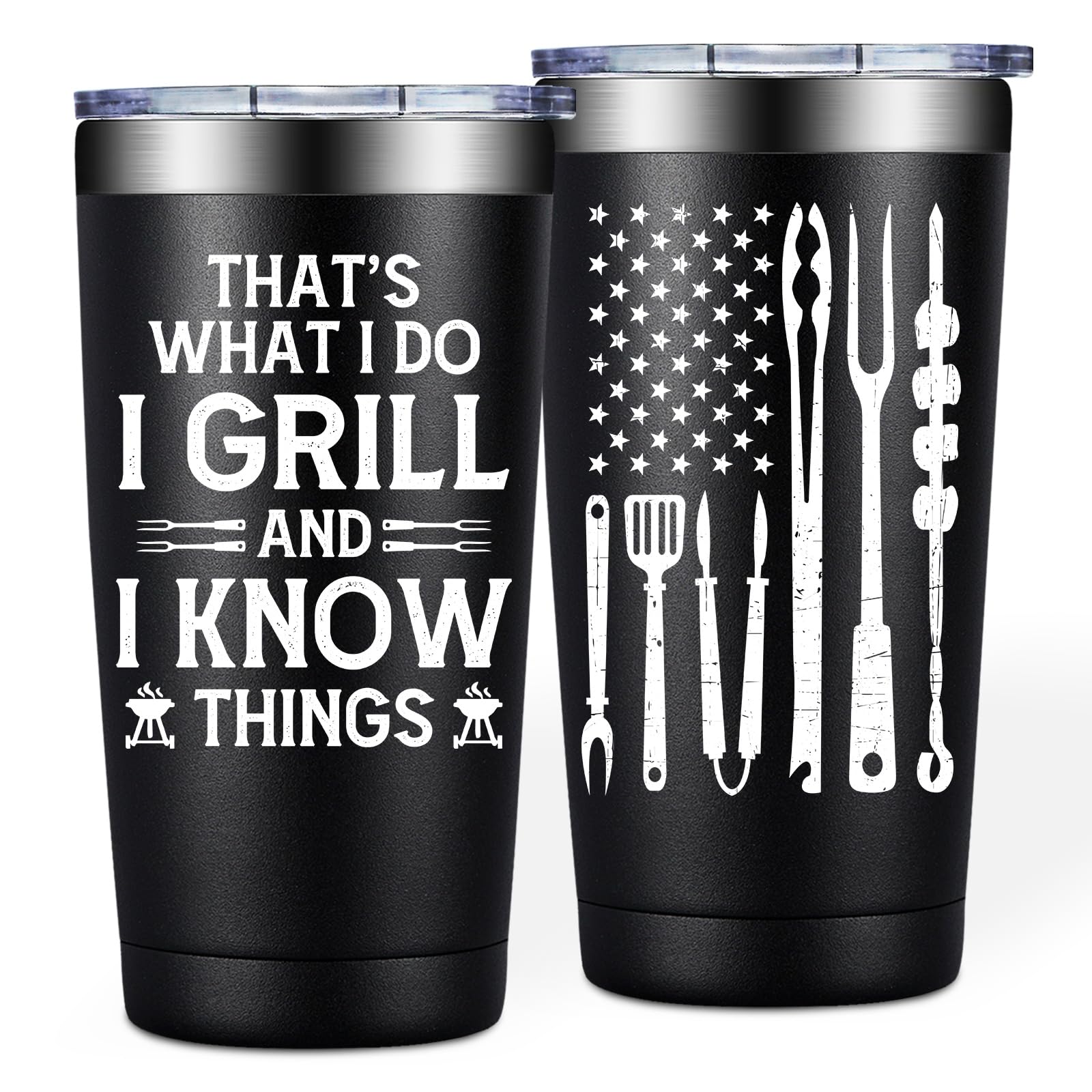 BIRGILT Grilling Gifts for Men, BBQ Gifts for Smoker Lovers - 20oz Tumbler