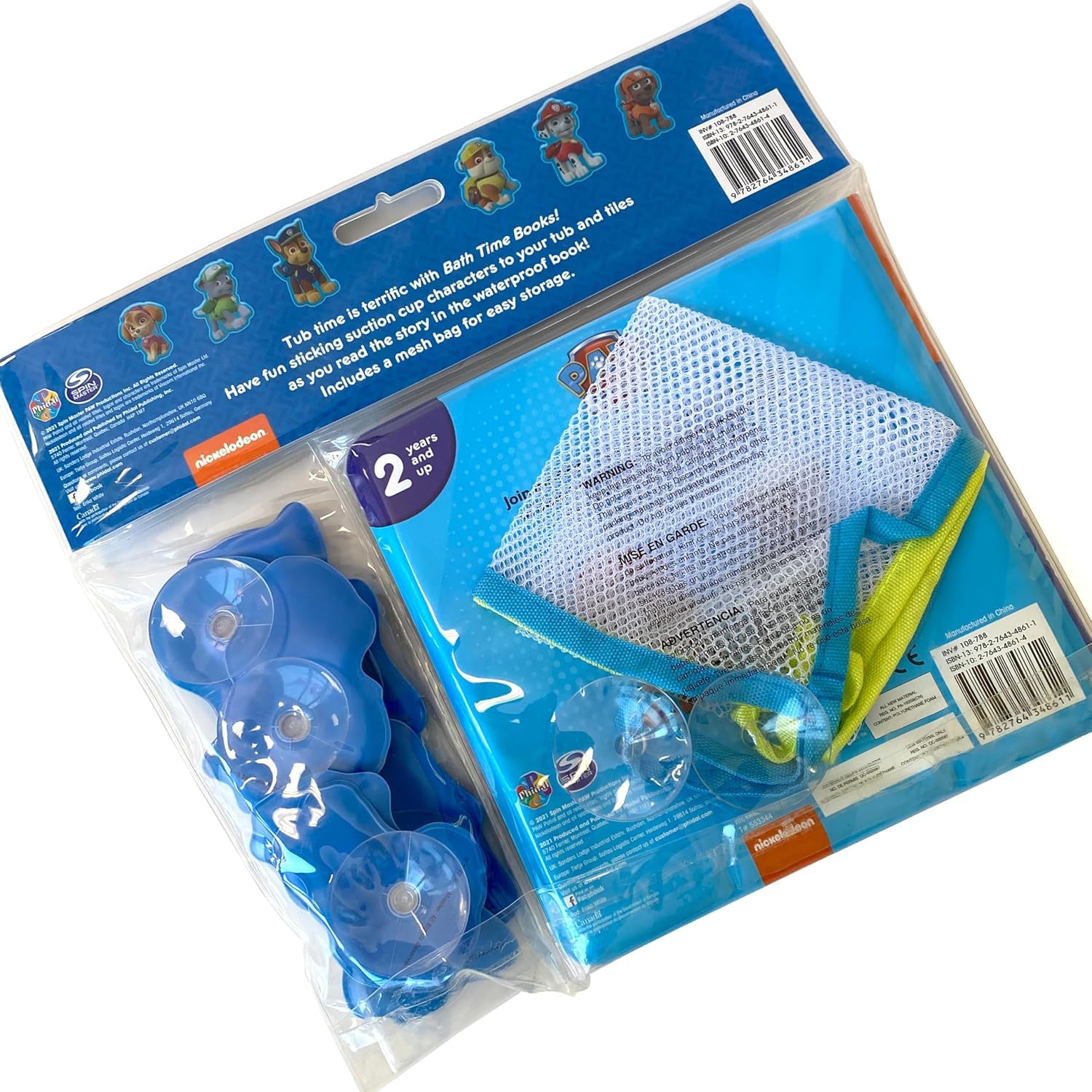 Paw Patrol The Pups Save the Sea Turtles Bath Time Books - Activity Books for kids, Bath book, 6 Padded suction cups, 1 Mesh bag