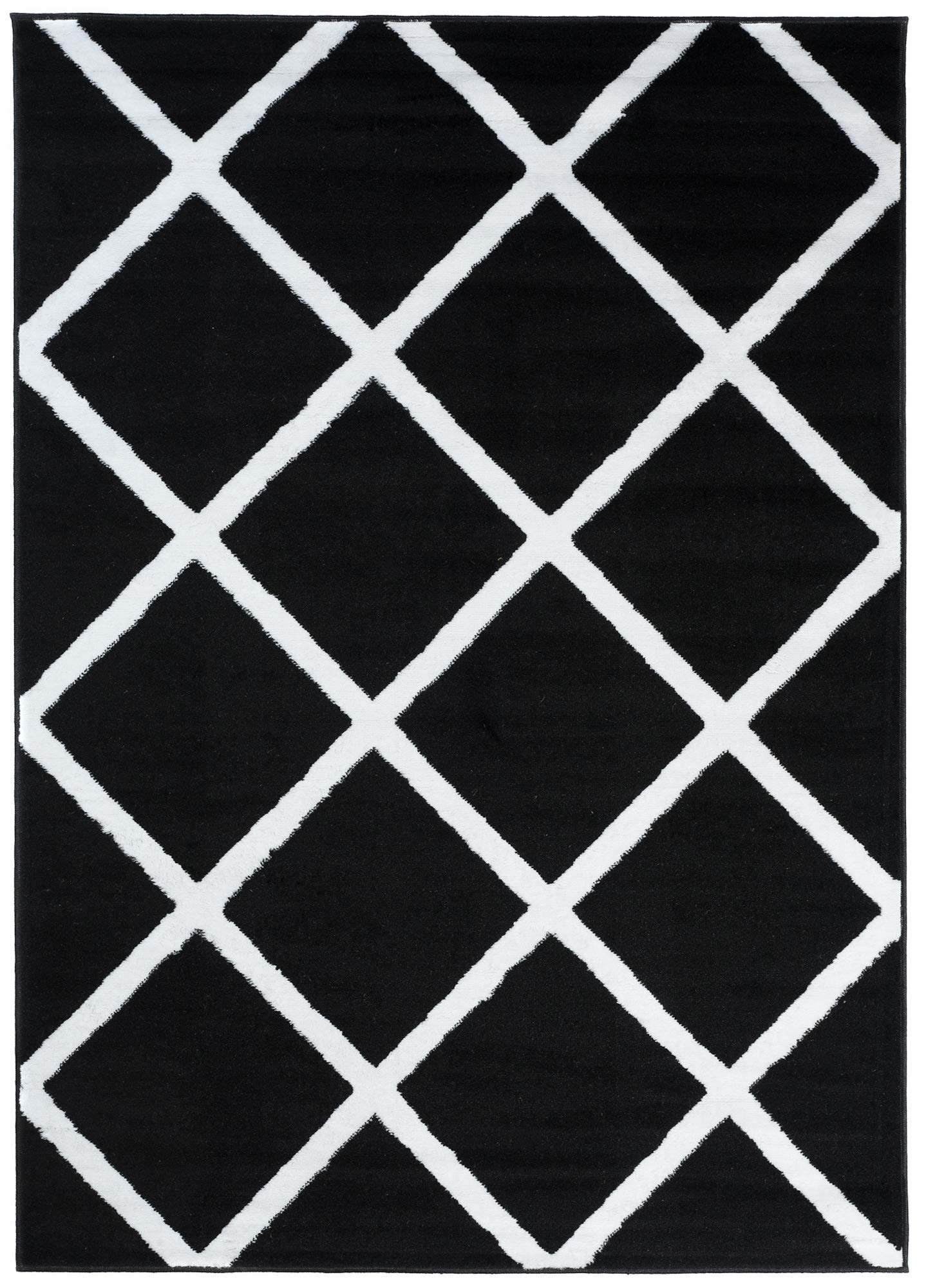 Tapiso Luksusowy dywan z krótkim włosiem, czarno-biały, nowoczesny, geometryczny, kratka, wzór w kwadrat, do salonu, Ökotex 250 x 300 cm