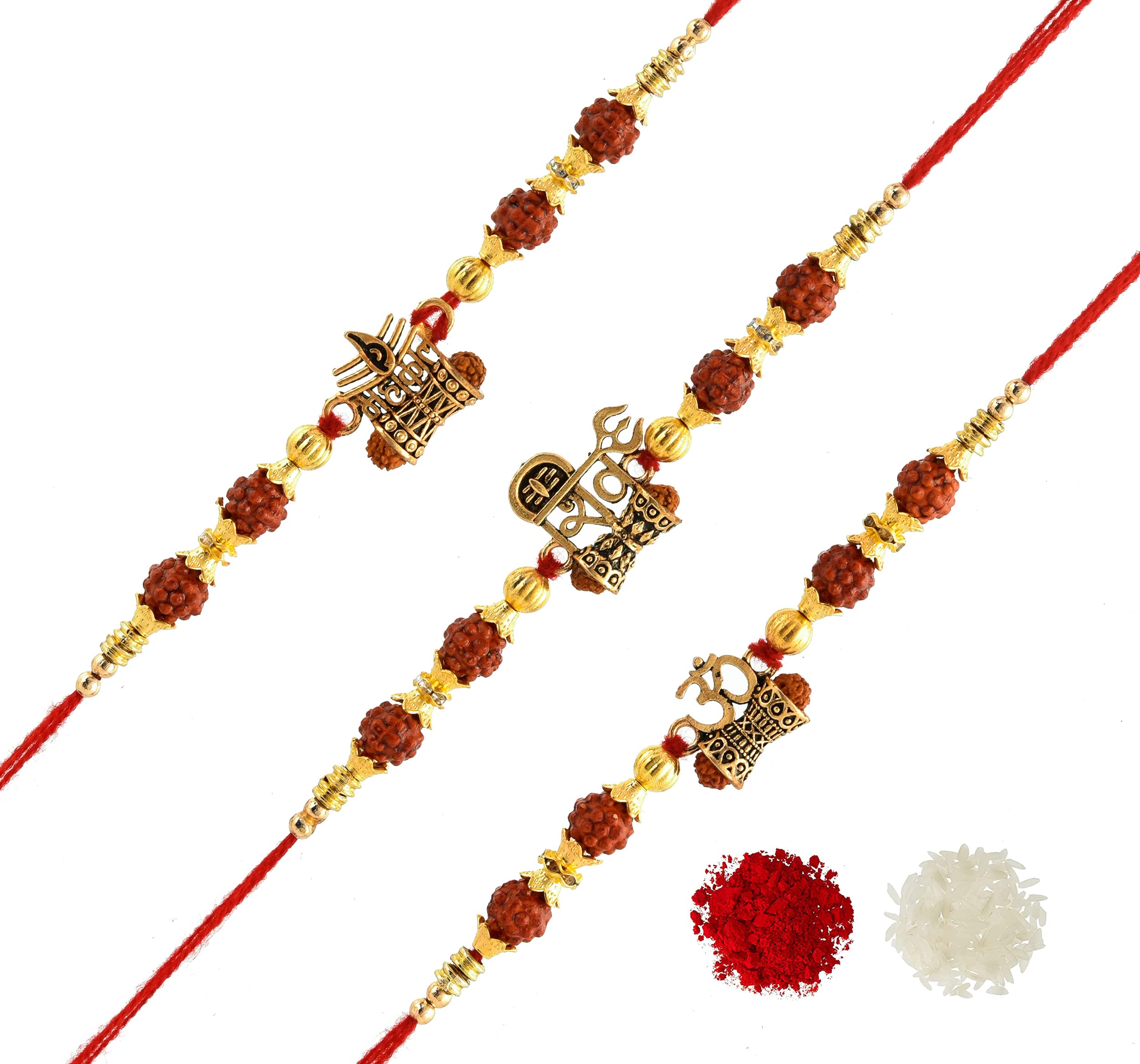 THE INDIA STYLE Mens Designer Handmade Dori Beads Brass Metal Work Trishul Damru Hariom Bhaiya Bhabhi, Bro, Chota Bada Bhai Rakhi Bracelet with Roli-Chawal -Combo Set of 3 (B0B53Z6NJ3) Amazon Price History, Amazon Price Tracker