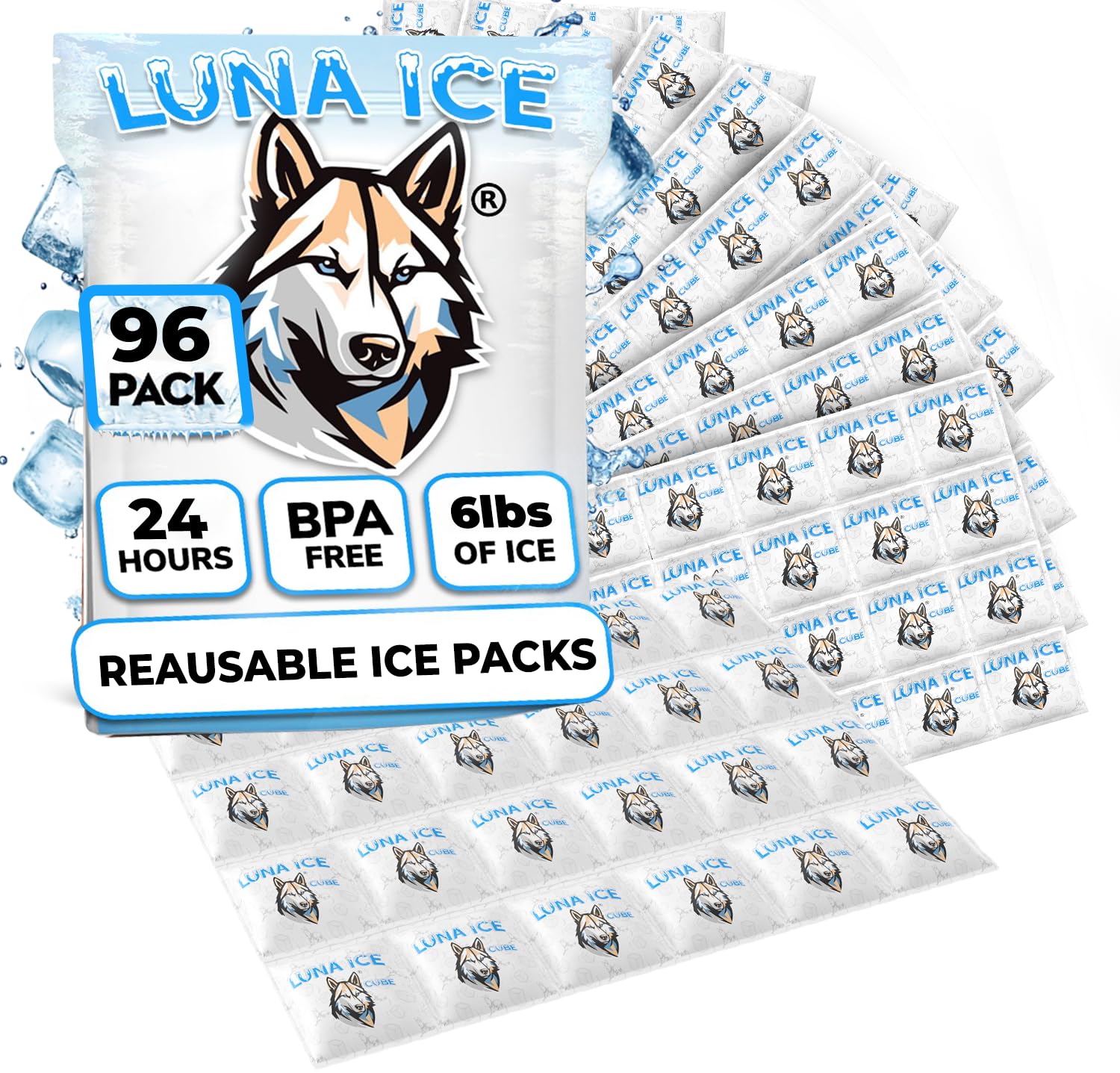 Dry Ice Packs for Shipping CUBES - Long Lasting ice Packs - 24+ Hour Freeze Power - BPA Free - 96 Pack Bulk 6 lb – Hielo Seco - Reusable Gel Bricks for Food