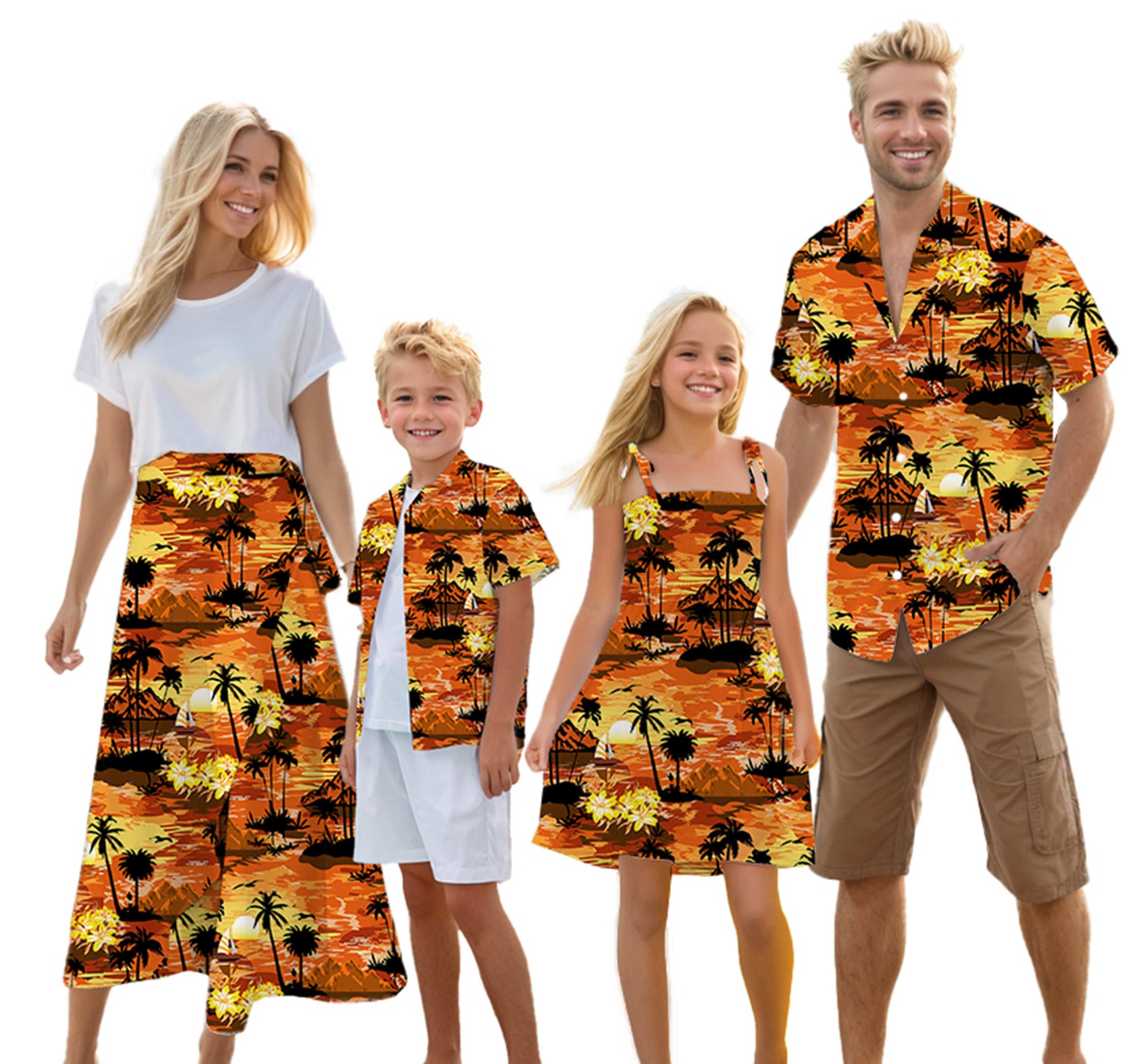 Cromoncent Matching Hawaiian Outfits for Family, Dad and Son Matching Luau Beach Tropical Shirts Mommy Daughter Tropical Sets