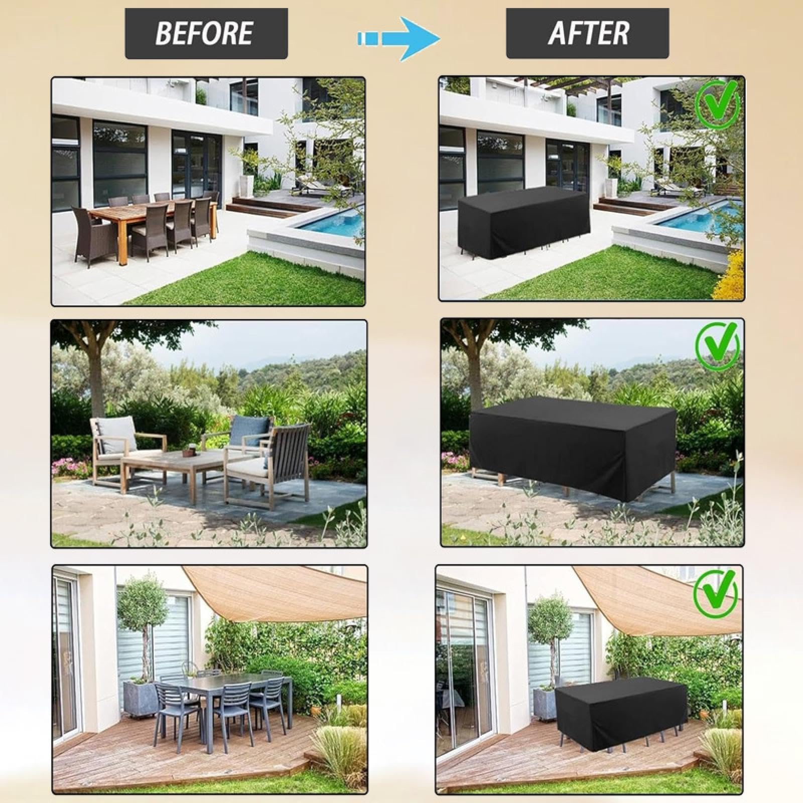 Housse de protection imperméable pour meubles d'extérieur - 340 x 105 x 85 cm - Pour canapé et table de jardin - Résistante aux UV - Sac de rangement