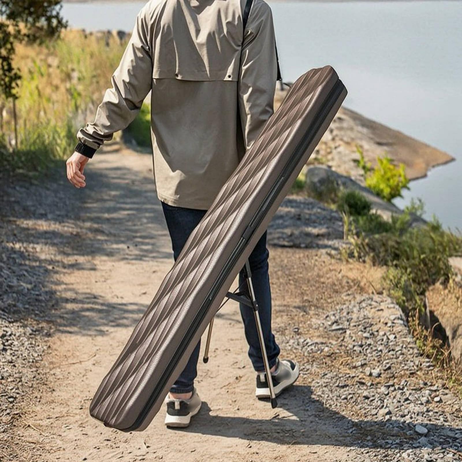 Borsa Porta Canne con Cavalletto Resistente All'acqua Porta Canne Rigido Idrorepellente Custodia per Pescatori