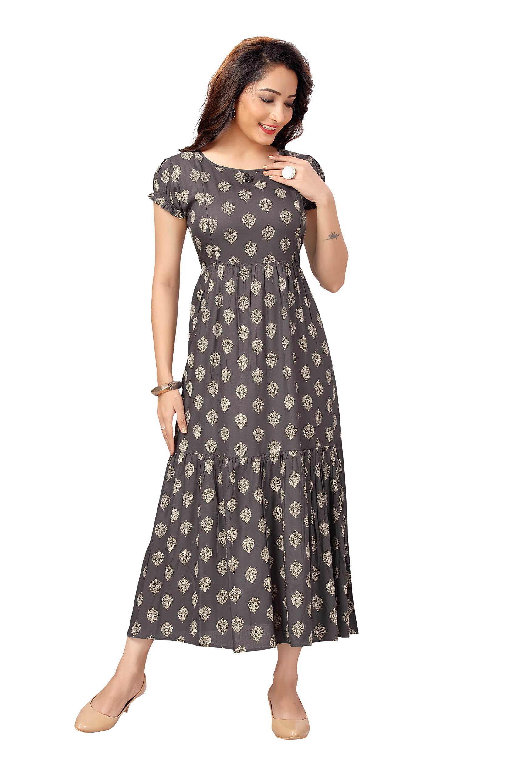 cee 18 Women's Cotton A-Line Maternity Feeding Kurti with Zippers (9665_44, Evening Grey, XX-Large)-picture-17