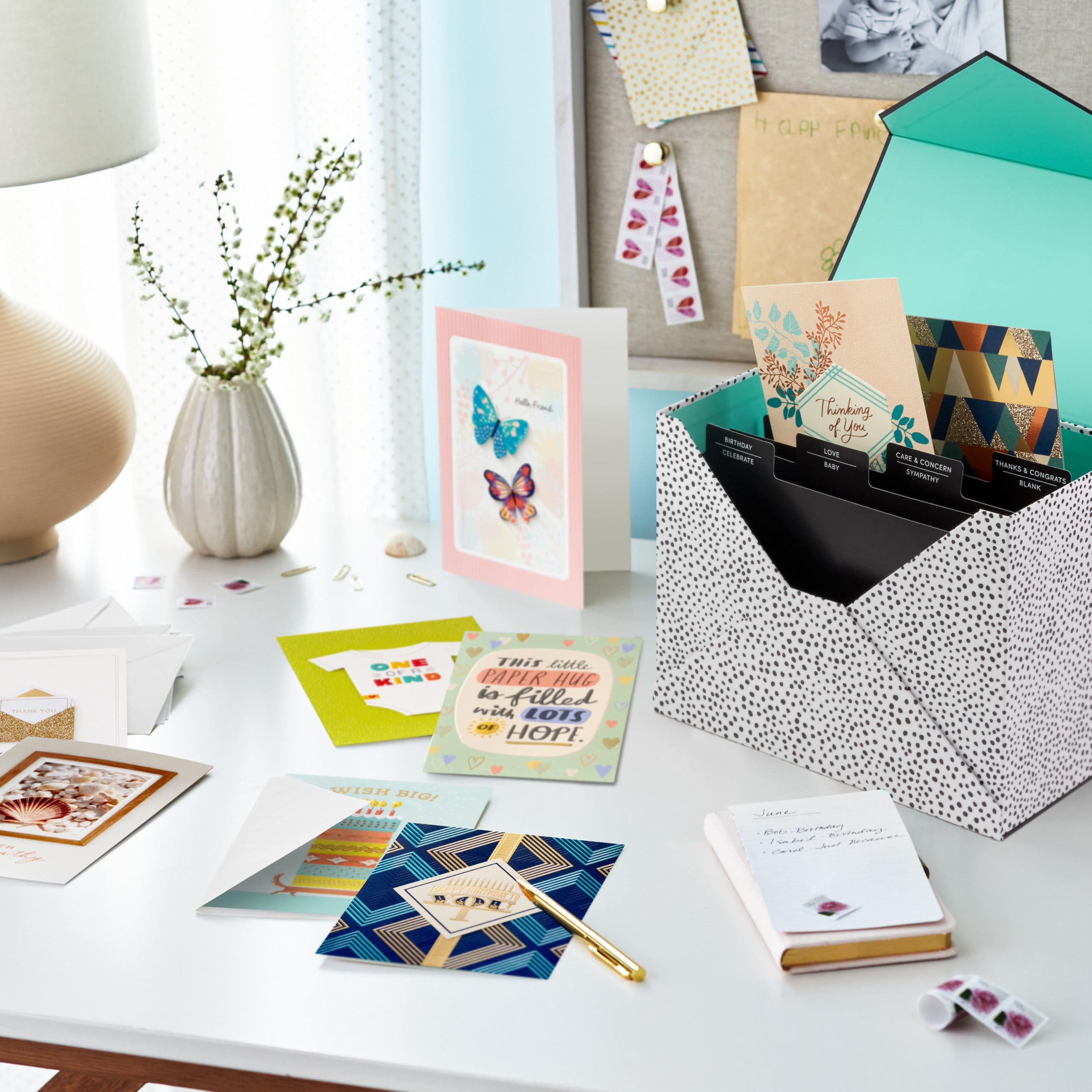 Hallmark Lot de 24 cartes de vœux assorties faites à la main, à pois peints, cartes d'anniversaire, cartes de fête prénatale, cartes de mariage, cartes de condoléances, cartes de remerciement, cartes