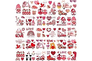 105Pcs Valentine Rub-on Transfer Stickers