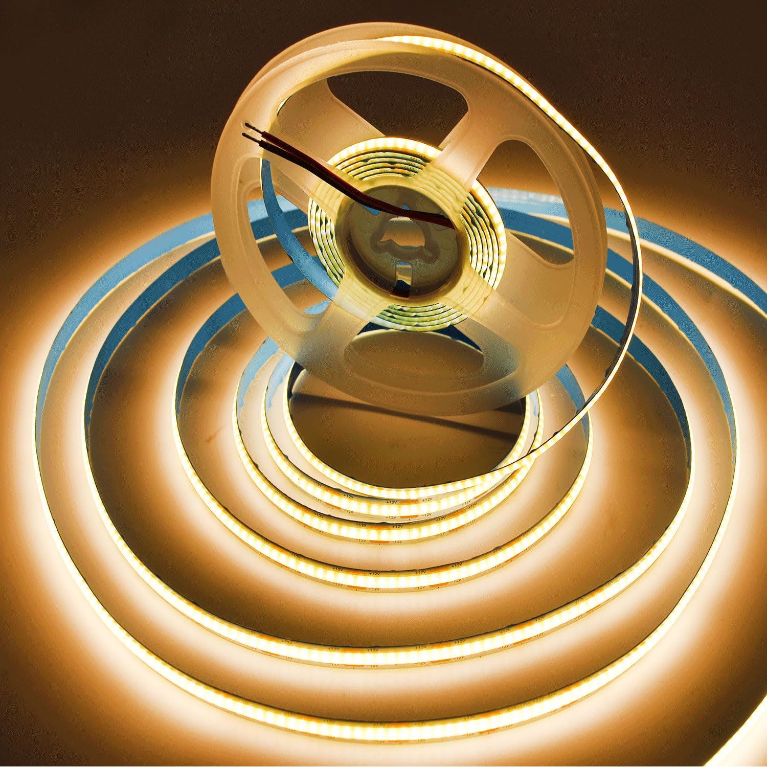 COB Strip Lights，DC12V 16.4ft/5m Super Bright Dimmable 51200LM LED Light Strips, High Density Non-Waterproof 2560 LEDs Ribbon Light, More Evener Lighting Than SMD Strip Lights (Warm White 3000K)