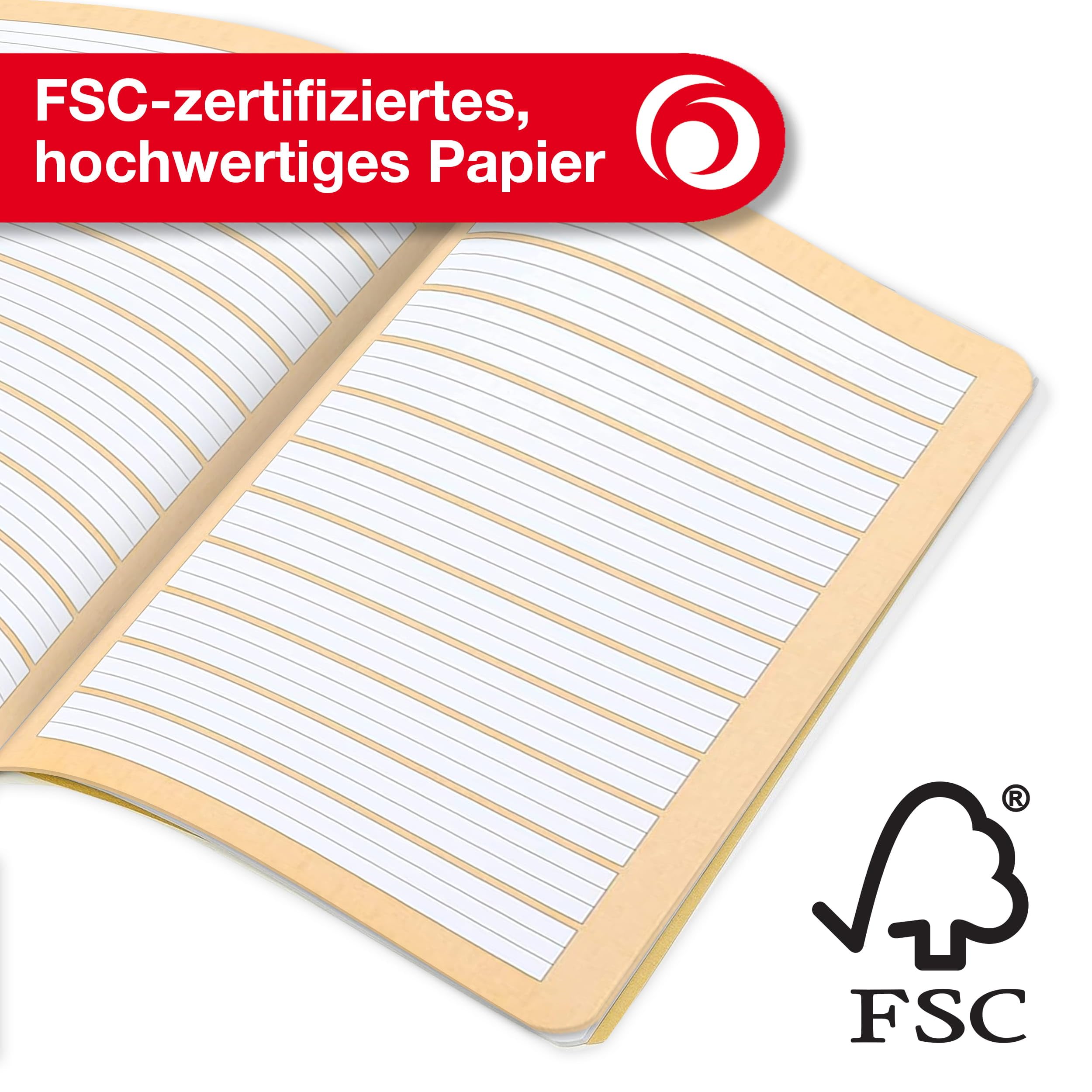 Herlitz 11387081 zeszyt A5, liniatura 01, 32 arkusze, FSC Mix, 5 sztuk