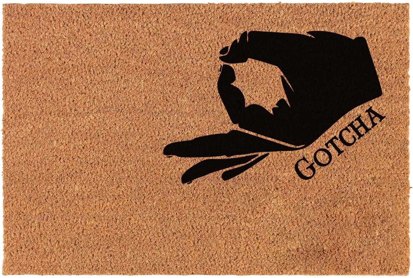 Funny Coir Doormat Game Okay Hand Gotcha Welcome Front Porch Decor - Heavy-Duty PVC Non Slip Outdoor Entry Way Coir Doormat 23.6 x 15.7 inch House Warming Gift
