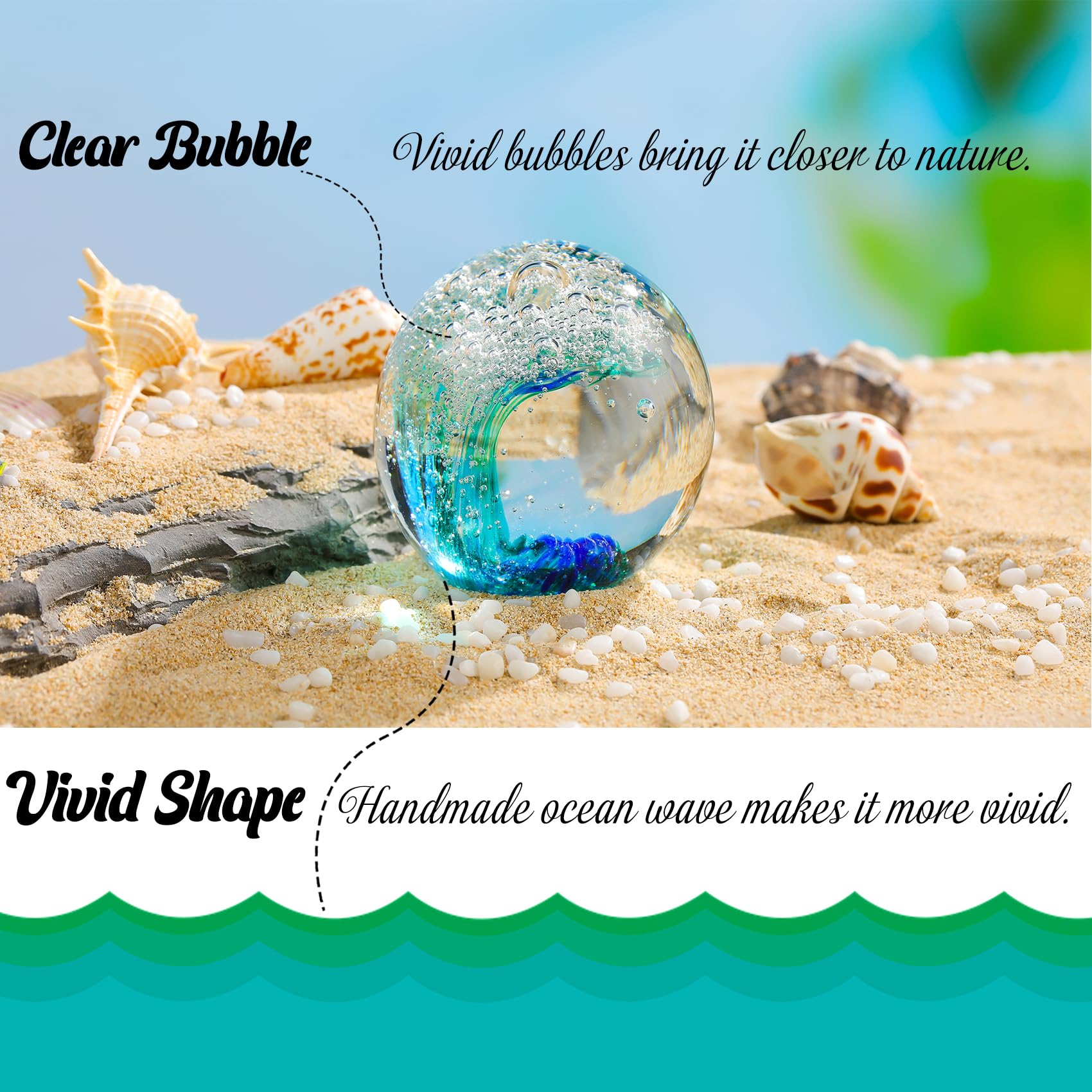 Glass Art Artisan Hand Blown Ocean Wave Glass Crystal Ball - Decorative ...