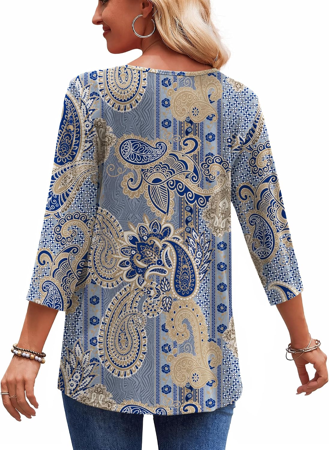  3/4 Length Sleeve Womens Tops 2026 Blouses for Women Dressy Casual Fashion Clothing V Neck T-Shirts Summer Outfits thumbnail