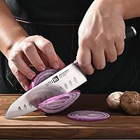 Vista 6 de Klaus Meyer Cuchillo Santoku exclusivo de acero alemán de 7 pulgadas de Arcelor